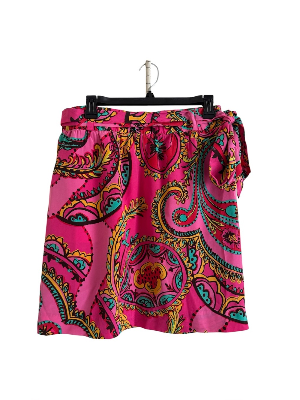 Lilly Pulitzer Anamaria 100% Silk Skirt Pink Paisley Belted Size M